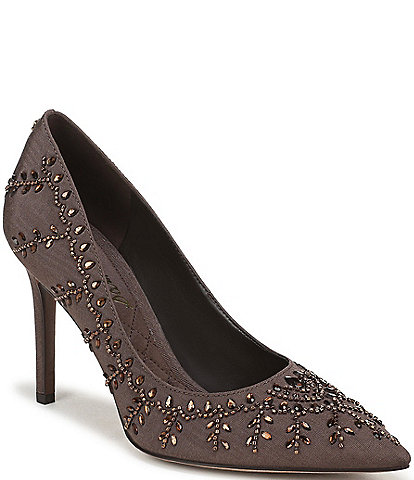 Sam Edelman Hazel Dazzle Fabric Embellished Pointed Toe Pumps