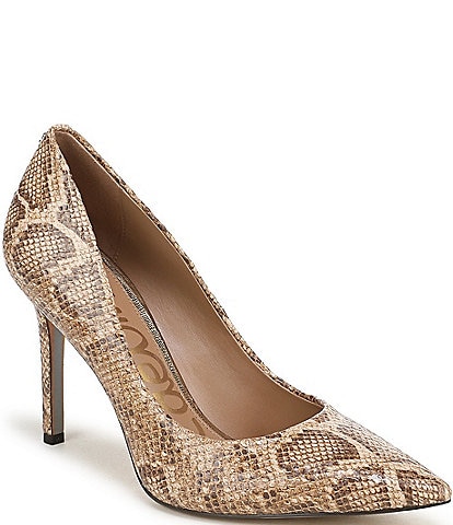 Sam Edelman Hazel Python Print Leather Pointed Toe Pumps