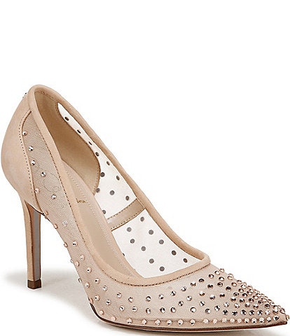 Sam Edelman Hazel Rhinestone Embellished Mesh Pumps