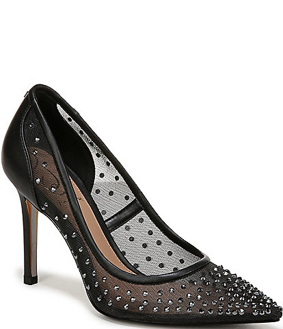 Sam Edelman Hazel Rhinestone Embellished Mesh Pumps