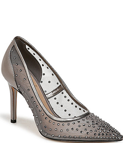 Sam Edelman Hazel Rhinestone Embellished Mesh Pumps