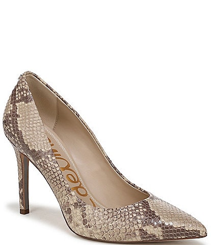 Sam Edelman Hazel Snake Print Leather Pointed Toe Pumps