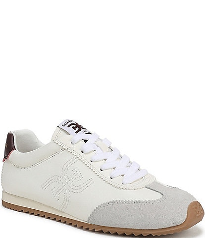Sam Edelman Isella Leather Suede Logo Lace Up Sneakers