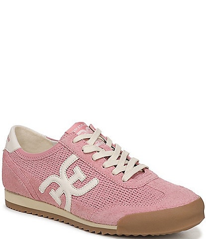 Sam Edelman Ivey Crochet Mesh and Suede Double-E Logo Lace Up Sneakers
