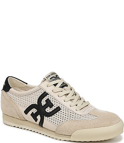 Sam Edelman Ivey Mesh and Suede Double-E Logo Lace Up Sneakers