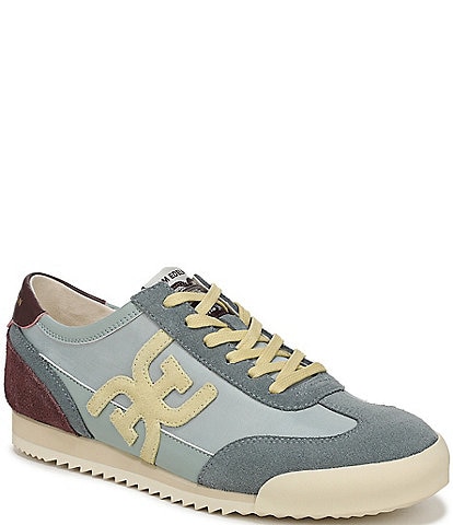 Sam Edelman Ivey Fabric and Suede Double-E Logo Lace Up Sneakers