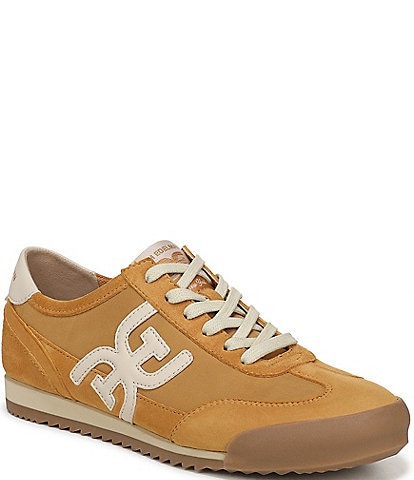 Sam Edelman Ivey Fabric and Suede Double-E Logo Lace Up Sneakers