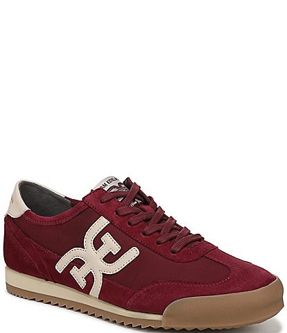 Sam Edelman Ivey Fabric and Suede Double-E Logo Lace Up Sneakers