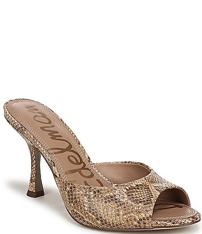 Sam Edelman Jeanie Python Print Leather Dress Slide Sandals