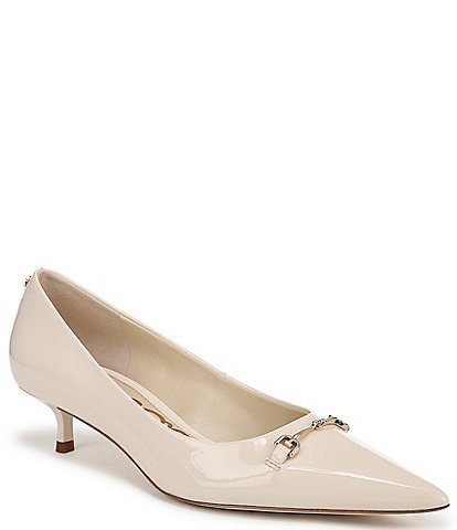 Sam Edelman Kaya Patent Leather Bit Buckle Point Toe Kitten Heel Dress Pumps