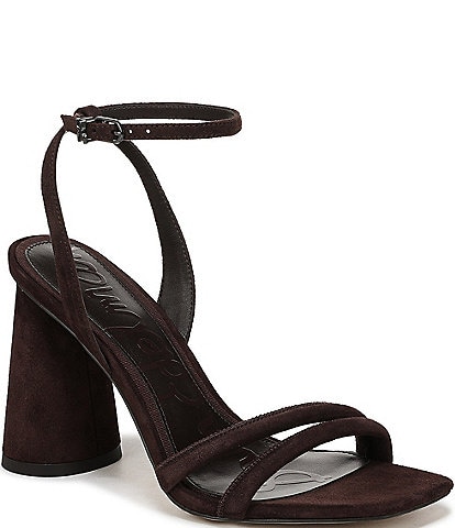 Sam Edelman Kia Suede Sculptural Heel Ankle Strap Sandals