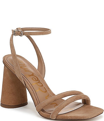 Sam Edelman Kia Suede Sculptural Heel Ankle Strap Sandals
