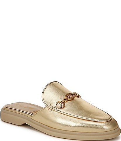 Sam Edelman Kira Metallic Leather Bit Buckle Loafer Mules