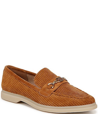 Sam Edelman Kyana Corduroy and Suede Bit Buckle Loafers