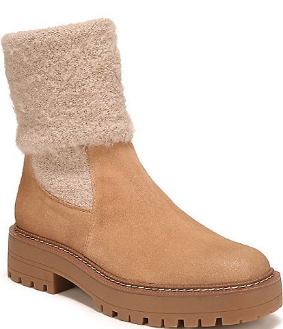 Sam Edelman Laguna Suede Boucle Knit Chelsea Lugged Booties