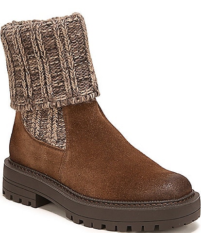 Sam Edelman Laguna Suede Ribbed Knit Chelsea Lugged Booties