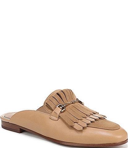 Sam Edelman Lainey Leather and Suede Fringe Bit Buckle Mule Loafers