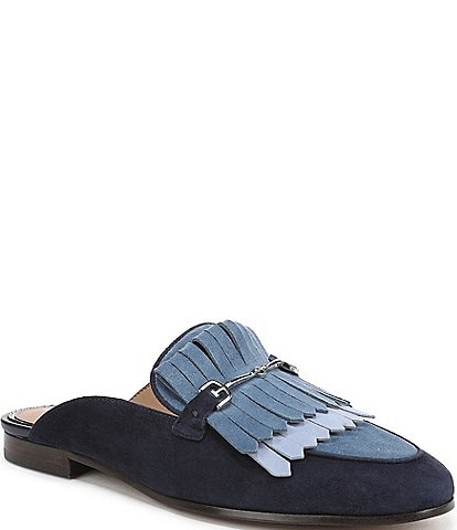 Sam Edelman Lainey Suede Fringe Bit Buckle Flat Mule Loafers