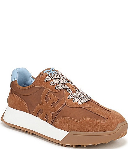 Sam Edelman Langley Suede and Nylon Logo Detail Platform Retro Sneakers