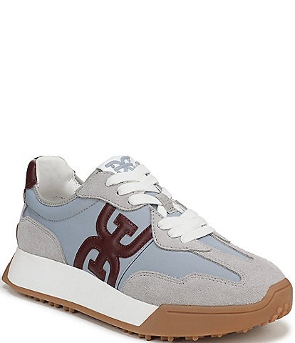Sam Edelman Langley Suede and Nylon Logo Detail Platform Retro Sneakers