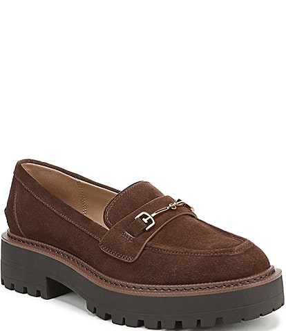 Sam Edelman Lea Suede Bit Buckle Lug Sole Loafers