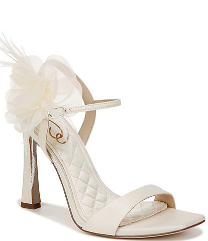 Sam Edelman Leana Strappy Silk Floral and Feather Detail Dress Sandals