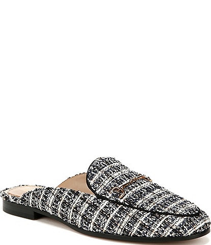 Sam Edelman Linnie Boucle Fabric Bit Buckle Flat Mules