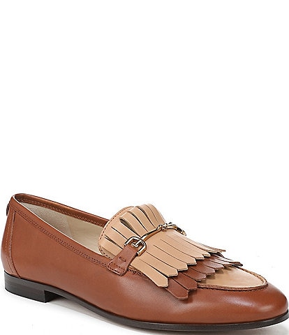 Sam Edelman Liz Leather Fringe Detail Bit Buckle Loafers