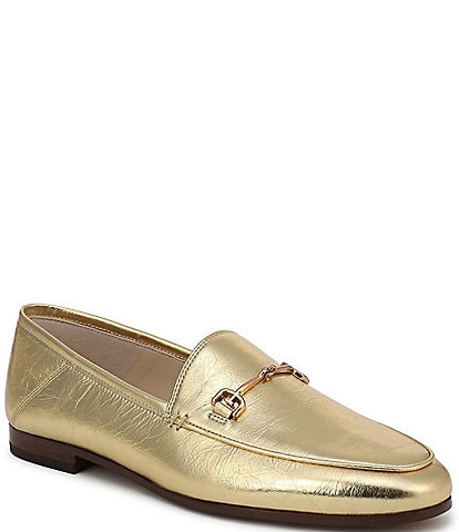 Sam Edelman Loraine Crinkle Metallic Leather Bit Buckle Loafers