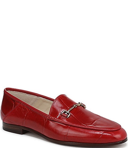 Sam Edelman Loraine Croco Embossed Glossy Leather Bit Buckle Loafers