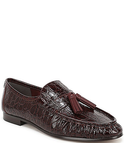 Sam Edelman Loraine Croco Print Patent Leather Tassel Loafers