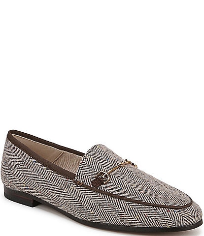 Sam Edelman Loraine Herringbone Fabric Bit Detail Career Flat Loafers