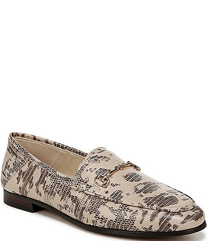 Sam Edelman Loraine Lizard Print Leather Bit Buckle Flat Loafers