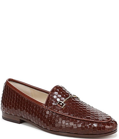 Sam Edelman Loraine Python Embossed Leather Bit Buckle Loafers