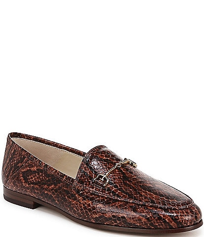 Sam Edelman Loraine Snake Print Leather Bit Buckle Flat Loafers