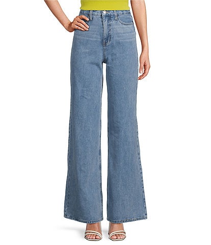 Sam Edelman Lorelai Mid Rise Wide Leg Pleated Trouser Jeans