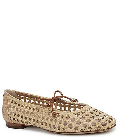Sam Edelman Marcie Raffia Weave Bow Lace Ballet Flats