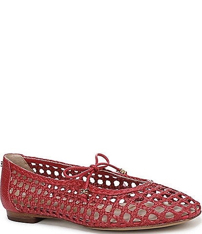 Sam Edelman Marcie Raffia Weave Bow Lace Ballet Flats
