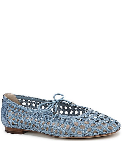 Sam Edelman Marcie Raffia Weave Bow Lace Ballet Flats