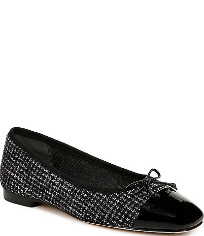 Sam Edelman Marley Boucle and Patent Cap Toe Bow Detail Ballet Flats