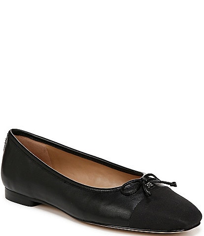 Sam Edelman Marley Leather Cap Toe Bow Detail Ballet Flats