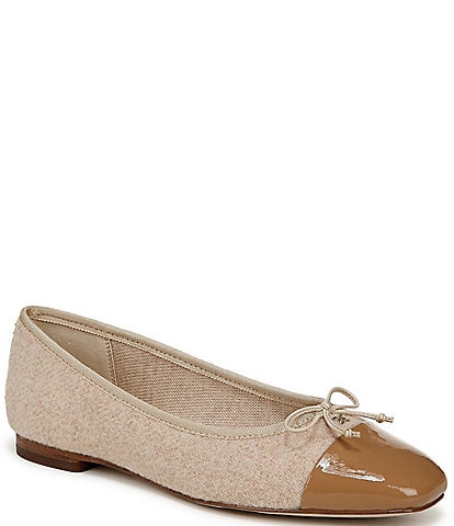 Sam Edelman Marley Tweed and Patent Cap Toe Bow Detail Ballet Flats