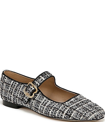 Sam Edelman Michaela Boucle Plaid Fabric Mary Jane Flats