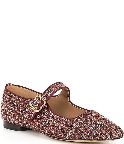 Sam Edelman Michaela Boucle Plaid Fabric Mary Jane Flats