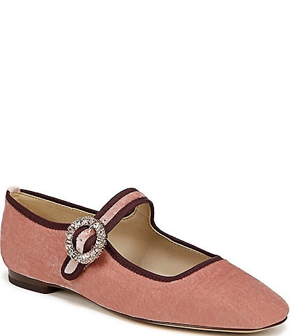 Sam Edelman Michaela Glow Velvet Embellished Buckle Mary Jane Flats