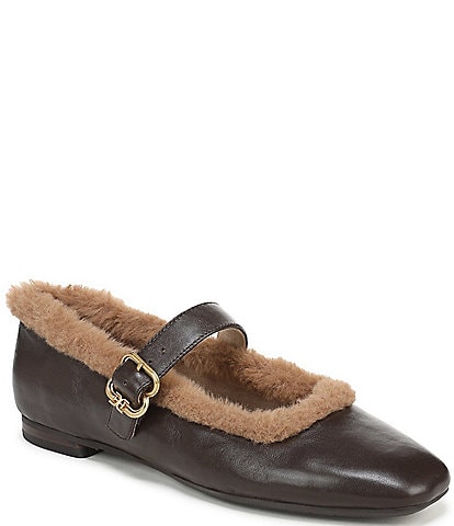 Sam Edelman Michaela Leather Faux Fur Mary Jane Flats