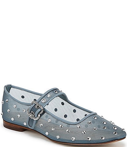 Sam Edelman Michaela Shine Mesh Gem Embellished Mary Jane Flats