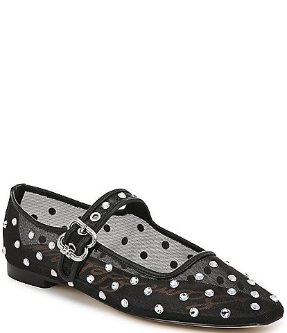 Sam Edelman Michaela Shine Mesh Gem Embellished Mary Jane Flats