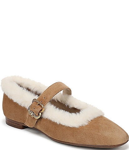 Sam Edelman Michaela Suede Faux Fur Mary Jane Flats