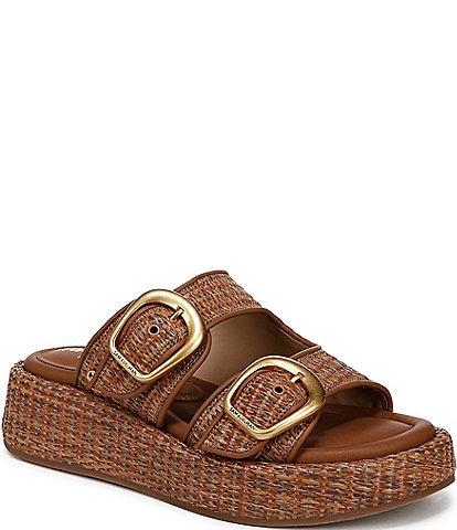 Sam Edelman Nerissa Raffia Buckle Detail Platform Sandals